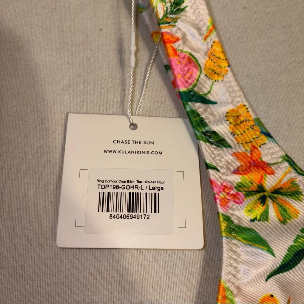 Kulani Kinis Golden Hour Bralette Tropical Floral‎ Bikini Bottom and Top Size L